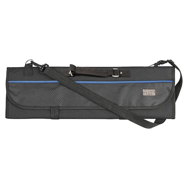 8-Knife Black Polyester Knife Roll