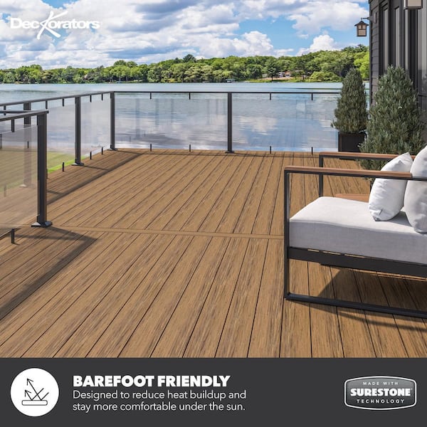 Deckorators Voyage 1 in. x 6 in. x 12 ft. Sedona Brown Grooved
