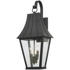 Chateau Grande 4-Light Sand Coal and Burnt Gold Outdoor Wall Lantern Sconce with Clear Glass