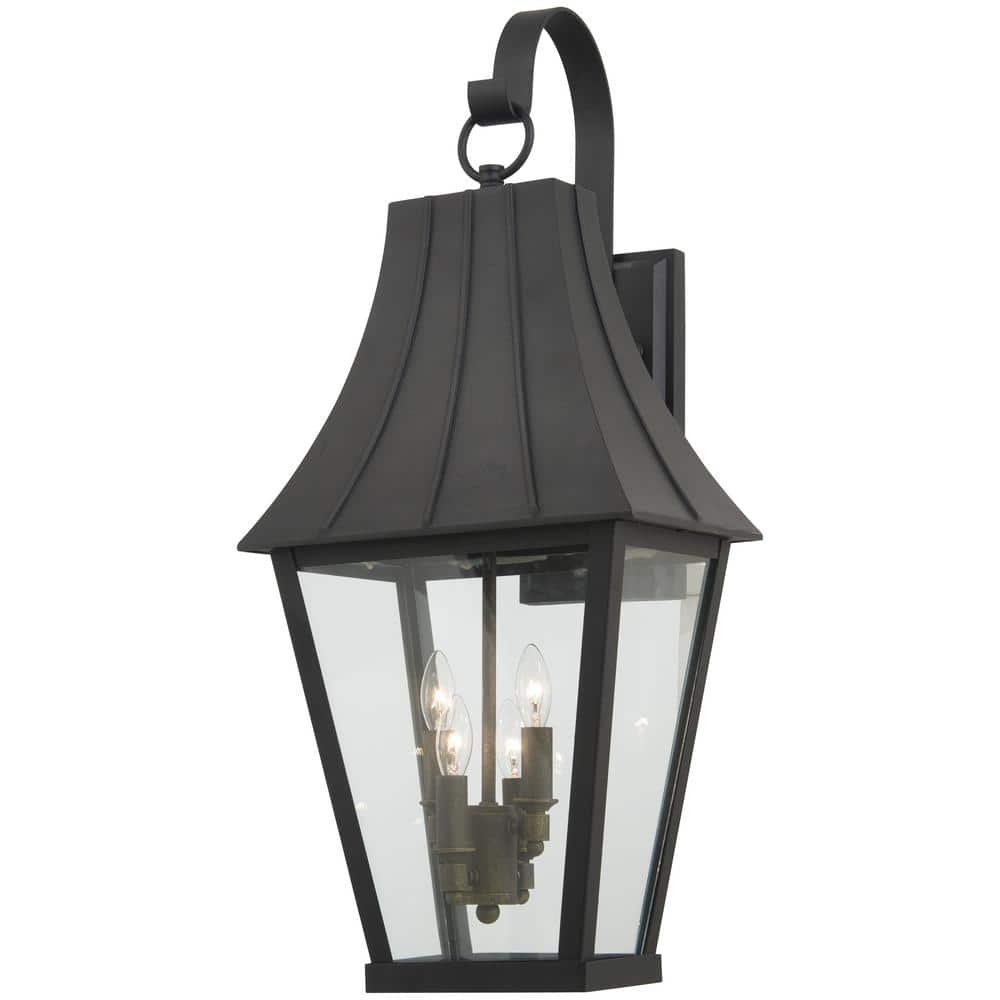 Black and Gold Glass 4-Light Dimmable Sconce