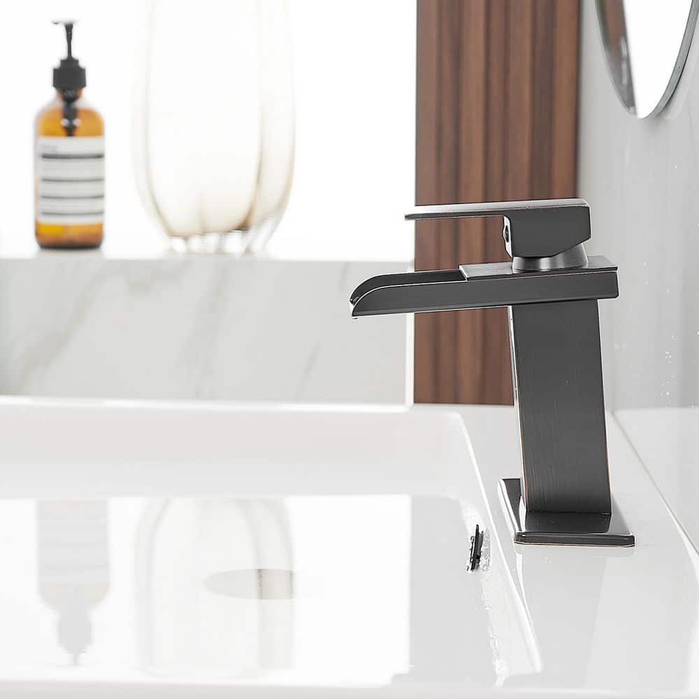 Oil-Rubbed Bronze Single-Handle Waterfall Bathroom Faucet