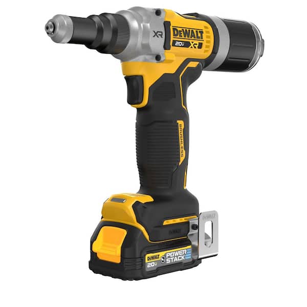 DEWALT 20-Volt Maximum XR Lithium-Ion Brushless Cordless 1/4 in. Rivet Tool  Kit w/2 POWERSTACK 1.7 Ah Batteries Charger and Bag DCF414GE2 - The Home  Depot