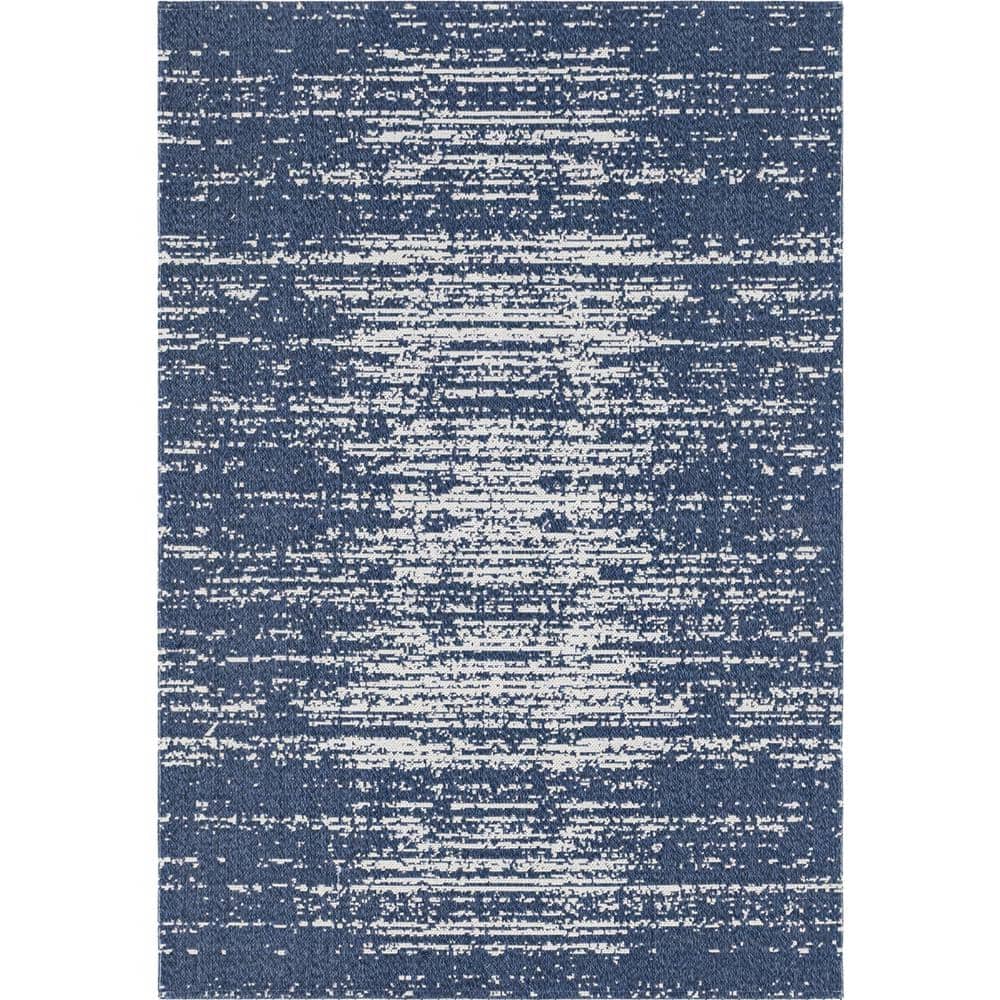 Unique Loom Decatur Static Navy Blue 4 ft. 2 in. x 6 ft. Area Rug 3148127 The Home Depot