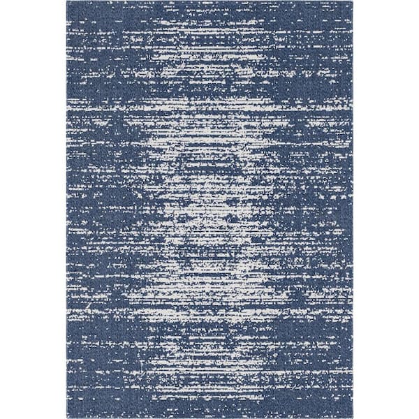 Unique Loom Decatur Static Navy Blue 4 ft. 2 in. x 6 ft. Area Rug