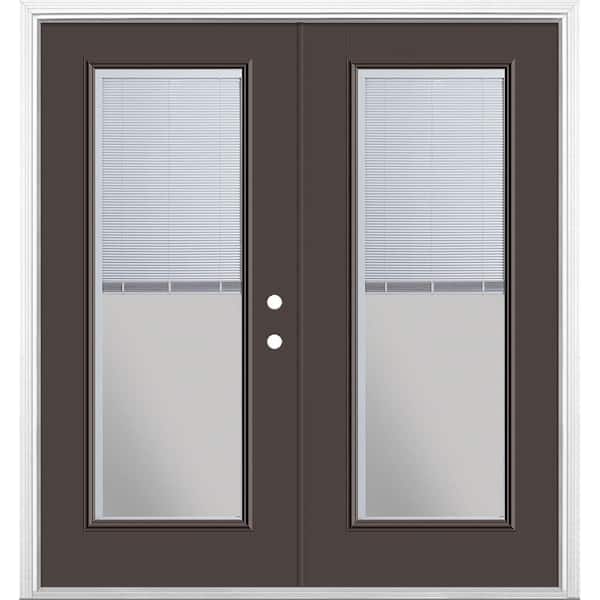Masonite 72 in. x 80 in. Willow Wood Steel Prehung Left-Hand Inswing Mini Blind Patio Door with Brickmold