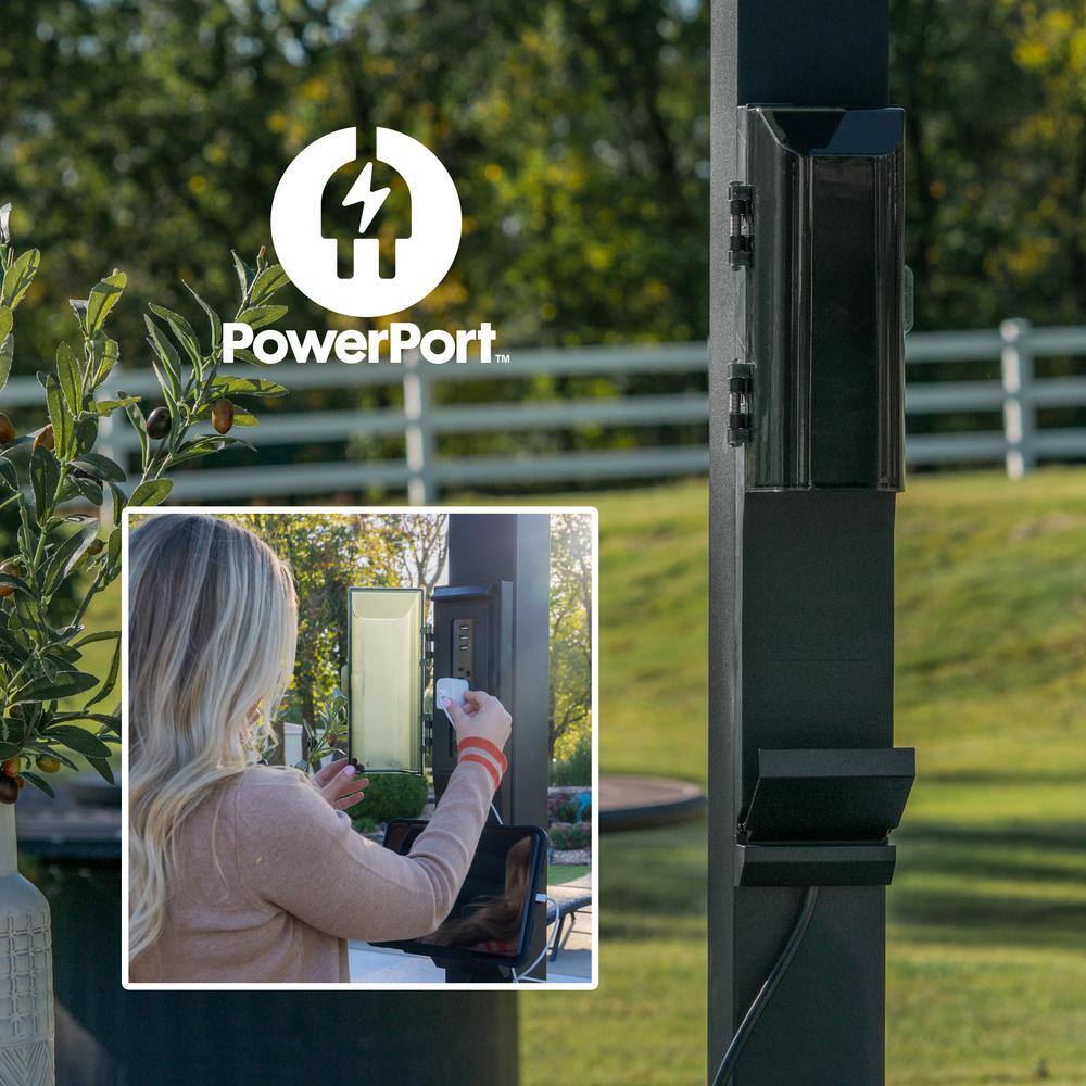Sarasota Black Steel Louvered Pergola with Canopy
