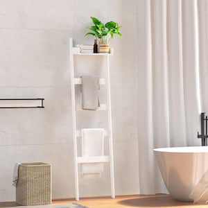 5-Tier Towel Racks with Shelf, 5.5FT(65 in.)Towel Ladder, Bamboo, Easy Assembly