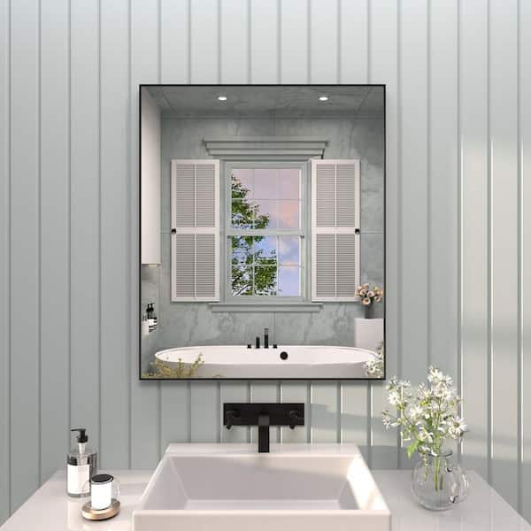 Vibe 36 in. W x 30 in. H Rectangular Framed Wall Bathroom Vanity Mirror in Matte Black