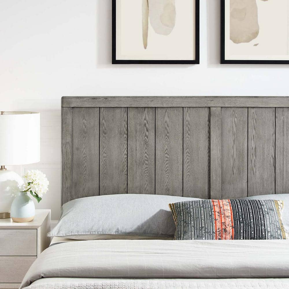 Gray Twin Rubberwood Tufted Upholstered Headboard