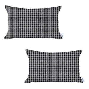 Storied Home Cotton Flannel Lumbar Pillow with Gingham Pattern and Fringe  DF5658 - The Home Depot