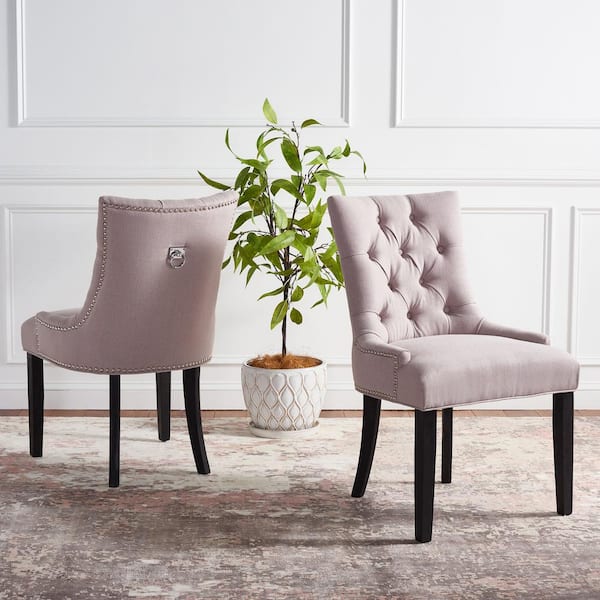SAFAVIEH Harlow Taupe/Espresso Linen Side Chair (Set of