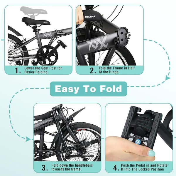 Tenleaf 20 in. Portable Folding Bicycle for Adults-6-Speed Compact 