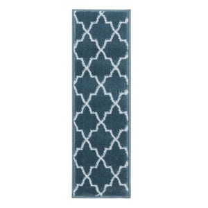 Trellisville Collection Teal 9 in. x 28 in. Polypropylene Stair Tread Cover (Set of 4)