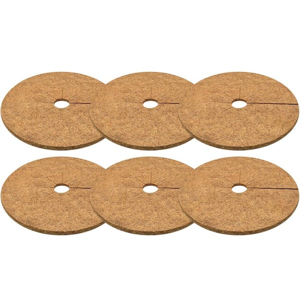 24 in. Coconut Fiber Mulch Tree Ring Protector Mat Coco Coir Tree Protection (6-Pack)