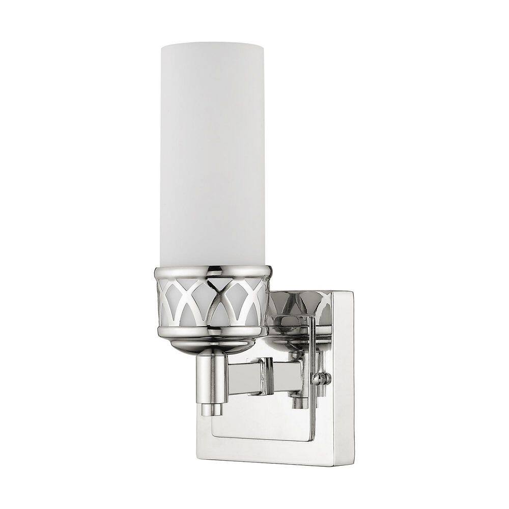 Polished Chrome Wall Sconce with Satin White Glass