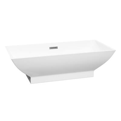 70 in. Acrylic Flatbottom Center Drain Freestanding Bathtub in White
