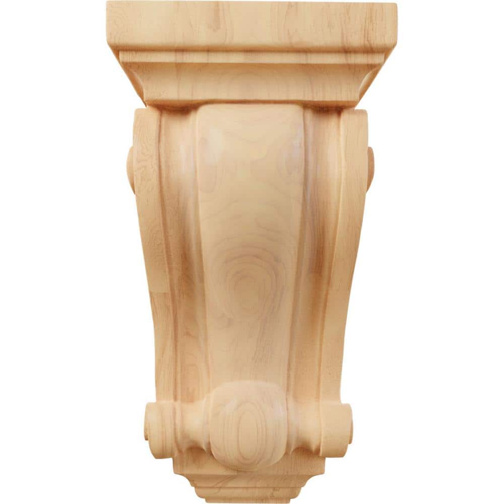 12" Red Oak Hand-Carved Decorative Wood Corbel