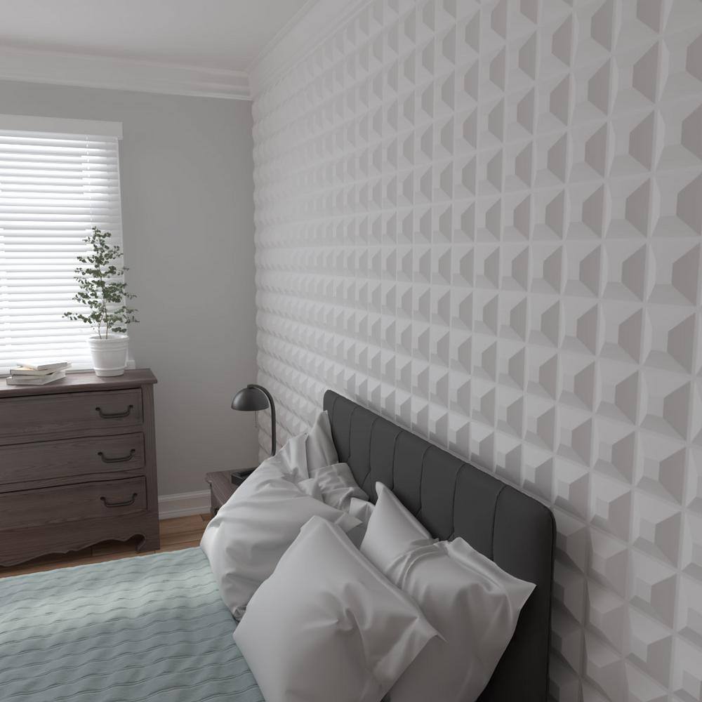 White Textured 3D PVC Decorative Wall Panel 11 7/8" x 11 7/8"
