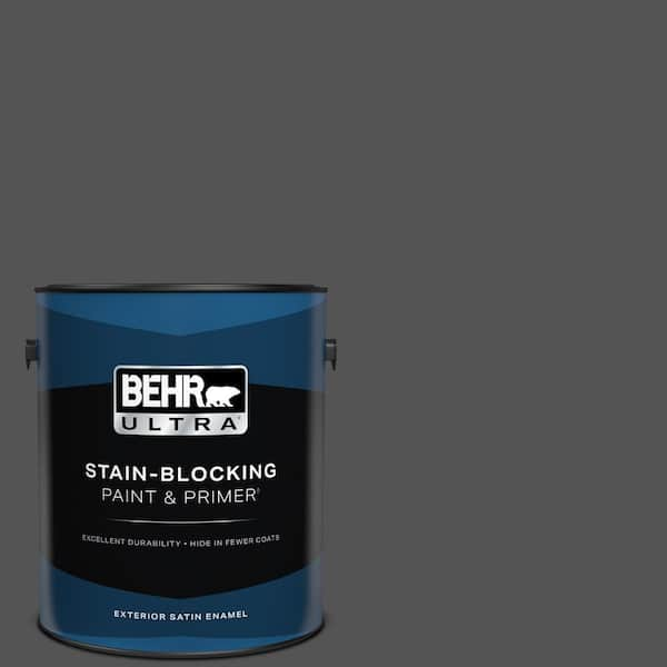 BEHR ULTRA 1 gal. #BXC-30 Black Space Satin Enamel Exterior Paint & Primer