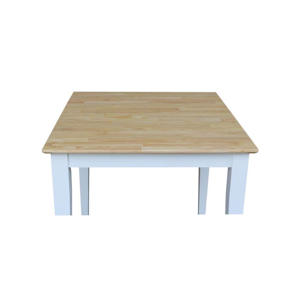White and Natural Square Wood Dining Table