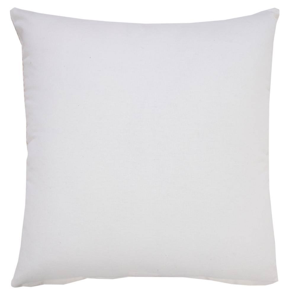 Beige and White Striped Cotton Square Throw Pillow