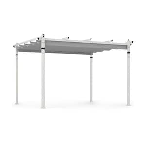 12 ft. x 10 ft. Gray Outdoor Pergola with Retractable Canopy and Aluminum Frame