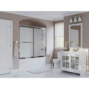 Paragon 58 in. to 59.5 in. x 58 in. Framed Sliding Tub Door with Towel Bar in Chrome and Obscure Glass