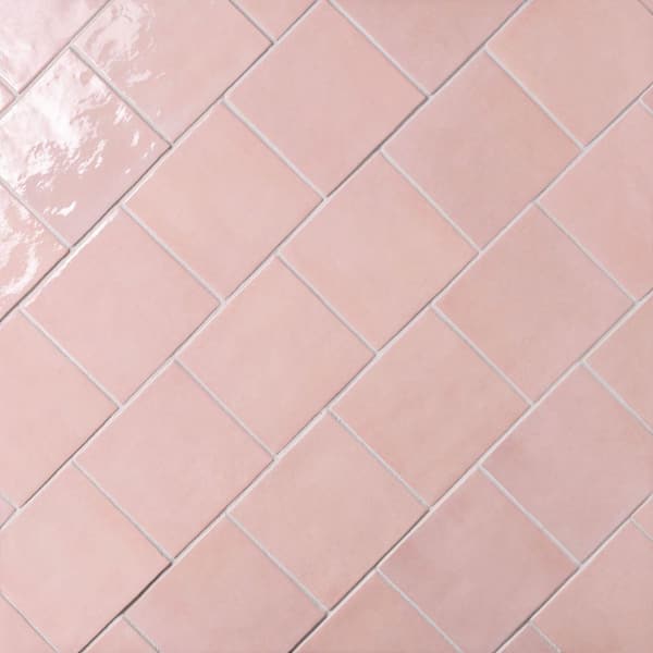 Cloe Subway Glossy Pink 5 in. x 5 in. Handmade-Look Ceramic Wall Tile (10.83 sq. ft./Case)
