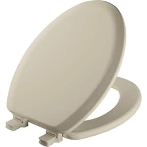 Richfield Elongated Enameled Wood Closed Front Toilet Seat in Bone Never Loosens and Removes for Easy Cleaning