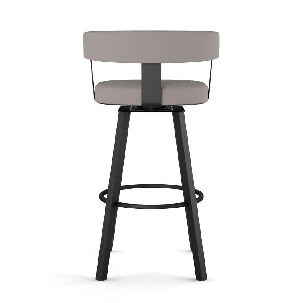 Taupe Grey Faux Leather Swivel Counter Stool with Black Metal Frame