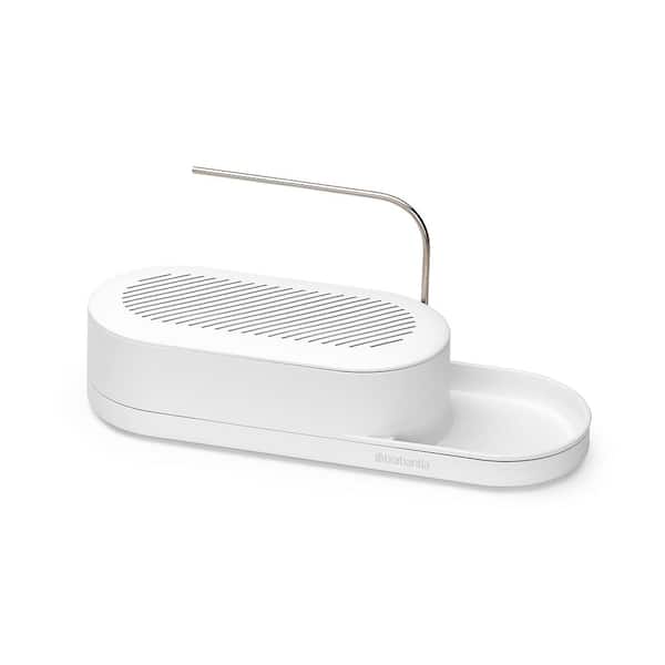 Sink Style Plastic Sink Organizer with Drying Rod, Mineral Fresh White