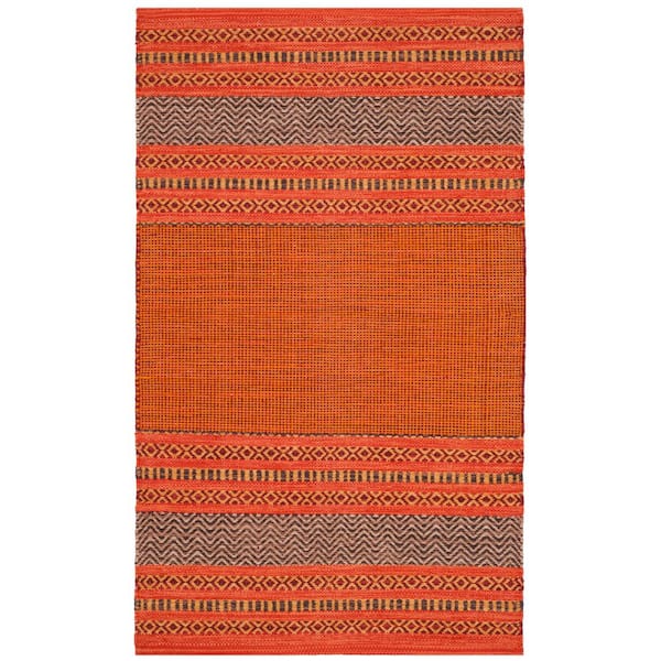 SAFAVIEH Montauk Orange/Red 3 ft. x 4 ft. Striped Area Rug