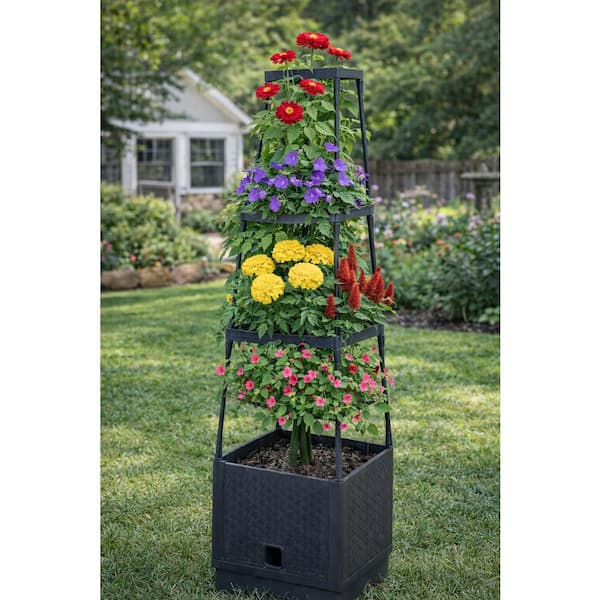 Sunneday Planter with Trellis, Vertical Garden Tower, Plastic
