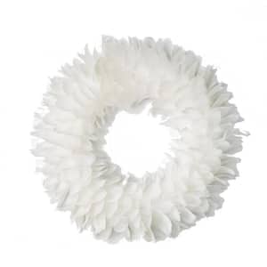 17 in. Artificial Feather Wreath with Glitter Tips