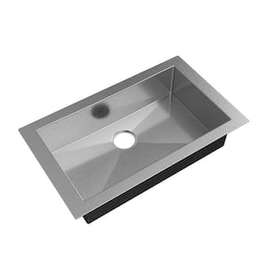 Aries 30 in Undermount Single Bowl 16 Gaige Stainless Steel Kitchen Sink with Bottom Grooves