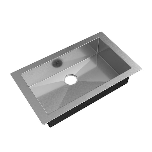 Enviva Aries 30 in Undermount Single Bowl 16 Gaige Stainless Steel Kitchen Sink with Bottom Grooves
