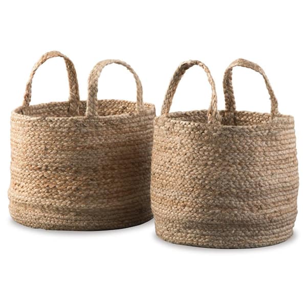 Brayton Brown 14 in. x 11 in. Jute Decorative Basket (Set of 2)