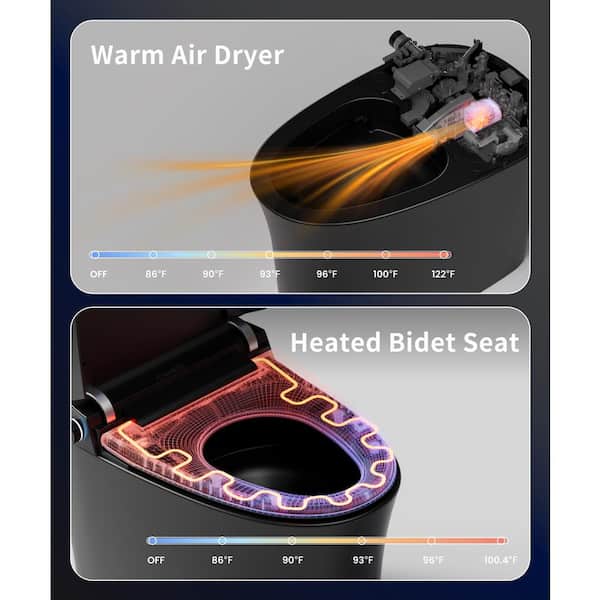 Casta Diva Elongated Bidet Toilet 1.08/1.45 GPF in Black with Heated Seat and Warm Water Bidet