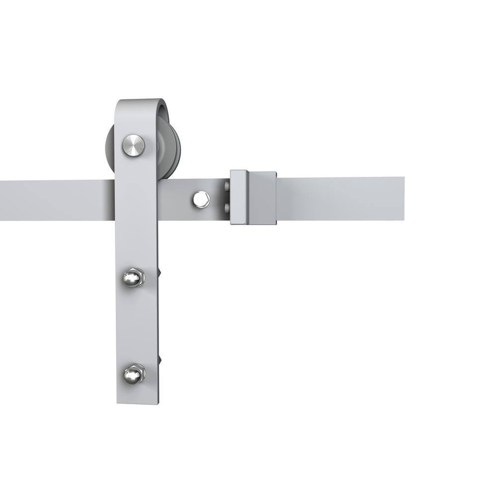 Brushed White Single Door Barn Door Hardware Kit