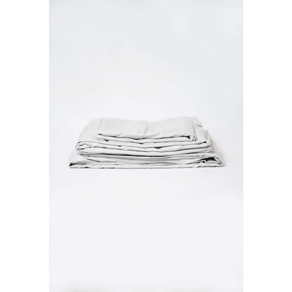 OMNE SLEEP Omne 4-Piece Pewter Microplush and Bamboo Flex Head Queen Hypoallergenic Sheet Set