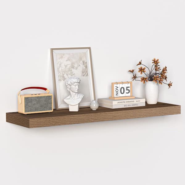 Unbranded 36 in. W x 10.3 in. D Walnut Floating Decorative Wall Shelf
