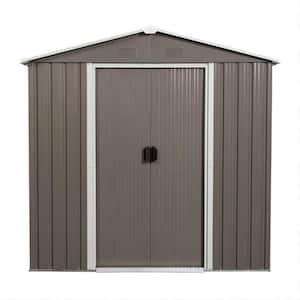 6 ft. x 5 ft. Outdoor Gray Metal Shed Storage with Metal Floor Base (30 sq. ft.)