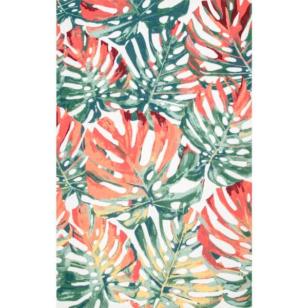 nuLOOM Janice Floral Multi 5 ft. x 8 ft. Indoor/Outdoor Patio Area Rug