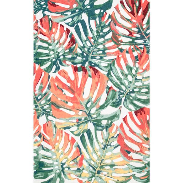 Contemporary Floral Janice Multi 8 ft. x 8 ft. Indoor/Outdoor Patio Square Area Rug