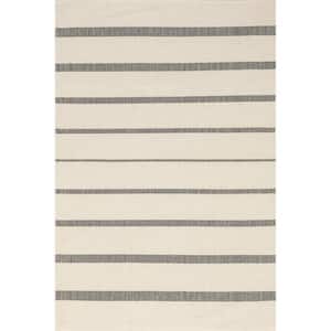 Darina Casual Striped Cotton Ivory 5 ft. x 8 ft. Area Rug