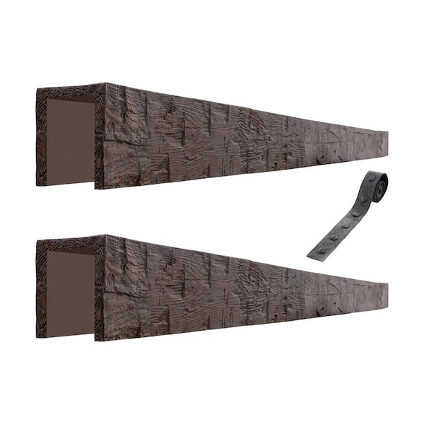 American Pro Decor Artisan 6 in. x 6 in. x 15.67 ft. Walnut Hand Hewn Faux Wood Beam (2-Piece x 94 in. Kit)