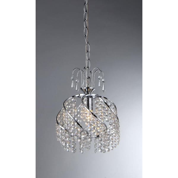 Warehouse of Tiffany Catherine 1-Light Chrome Crystal Chandelier with Shade