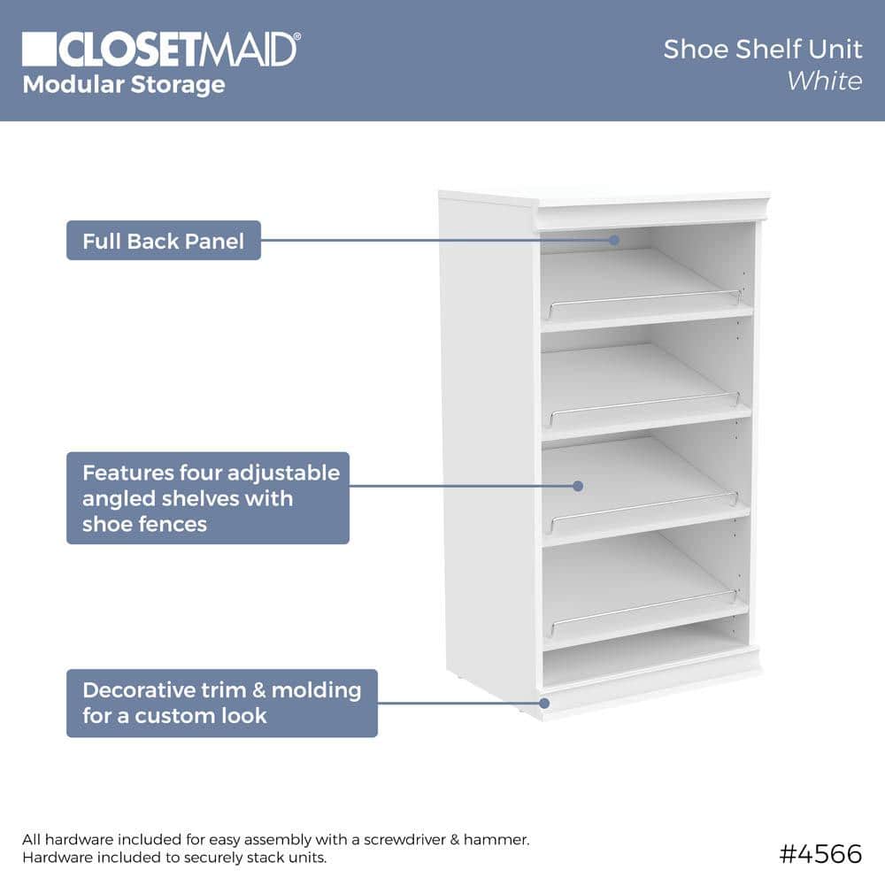 White Stackable Wood and Metal Shoe Shelf Unit