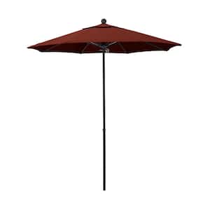 7.5 ft. Black Fiberglass Commercial Market Patio Umbrella with Fiberglass Ribs and Push Lift in Henna Sunbrella