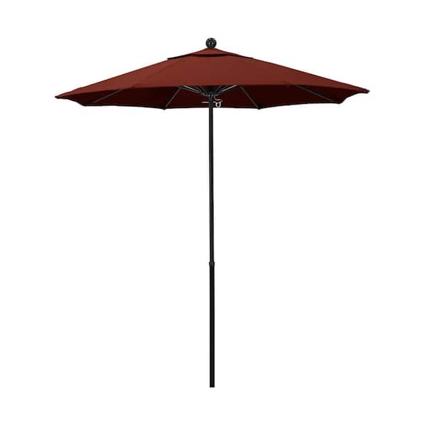 California Umbrella 7.5 ft. Black Fiberglass Commercial Market Patio Umbrella with Fiberglass Ribs and Push Lift in Henna Sunbrella
